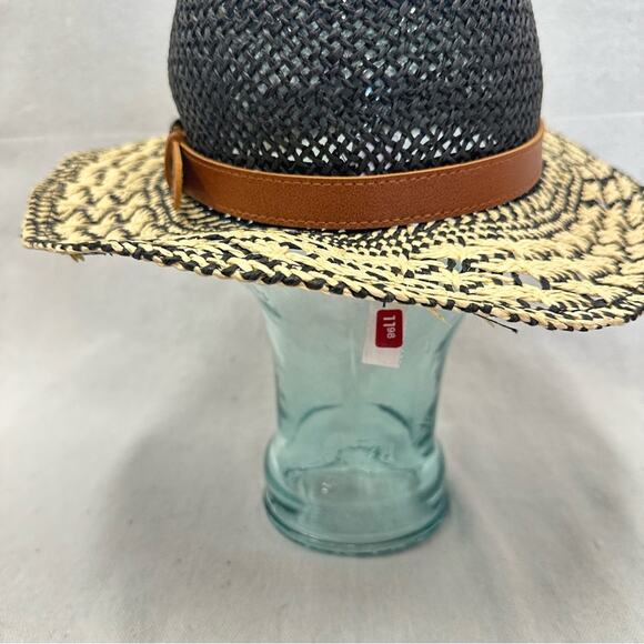 Aldo Nectarios black and natural straw fedora hat size small/medium new with tag main image 7